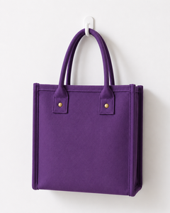 Sac fourre-tout en toile bicolore avec poignées et finitions en PU bleu clair, forme carrée, style simplicité urbaine, toile de coton épaisse - Sac fourre-tout en toile - Product Image 4