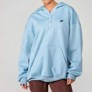 Pulls à capuche unisexes à col en V, vente en gros, logo personnalisé, fournisseur de streetwear, OEM ODM, fabricant de sweats à capuche décontractés à col en V - Product Image 1