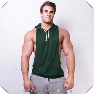 Sweat-shirts à capuche tendance pour hommes, style déchiré, vente en gros, en polyester Dry Fit, coupe racerback, effet musculaire, vintage - Product Image 2