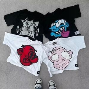 350gsm Fabricante personalizado Heavyweight Distressed Cropped Boxy Fit Camiseta Oversized Boxy Drop Shoulder T-shirt - Product Image 6