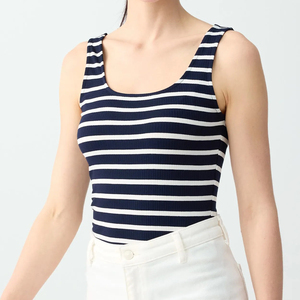 Nouveaux débardeurs côtelés à rayures pour femmes, vêtements d'été tendance, sans manches, col en U, au meilleur prix - Product Image 4