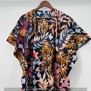 Premium Women's <b>Kaftan</b> <b>Maxi</b> Dress Stylish Light Cotton with Printed Floral Pattern for Beach and Holiday Wear Also for Girls - Product Image 1