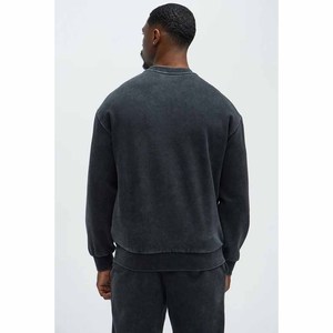 Conjunto Deportivo de Algodón Gris para Hombre, Talla Grande, Manga Larga, Cuello Redondo, Corte Holgado Informal, Color Sólido, con Bolsillos Laterales, para Otoño - Product Image 2