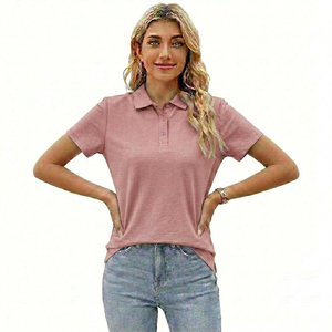 Polo uni pour femme en coton doux, confortable, décontracté, idéal pour le bureau, léger, à manches courtes, pour l'été, avec service OEM - Product Image 1