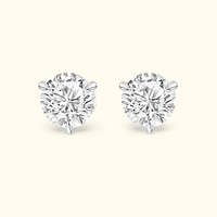 Clarté VVS2 D, Luxe, Pierres cultivées en laboratoire, Plaqué rhodium, Taille brillant rond, 1,0-4,0 carats, 14 carats, Monture Martini, Clous de mariée pour femme, Vente en gros