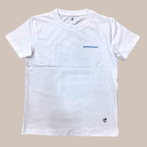 เสื้อยืดแขนสั้นผู้ชายสีเบจ คอกลม ผ้าฝ้ายเจอร์ซีย์ สไตล์ลำลอง พิมพ์ลายร่ม โลโก้ด้านหน้า - Product Image 2
