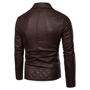 Chaqueta de cuero sintético para hombre, estilo motociclista, impermeable, cortavientos, con cremallera, a la moda, para negocios, formal, con cierre frontal - Product Image 2