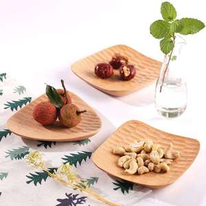Handmade Natural Wood Round <b>Plates</b> Modern Design Engraved Eco-Friendly & <b>Disposable</b> for Dining Kitchen Business Gifts - Product Image 1