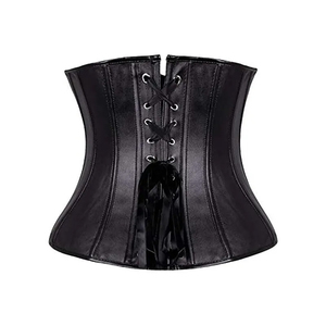 High Quality Black <b>Leather</b> Corset Customized Zipper Front Firm Control Breathable Everyday Waist Cinchers for Ladies Body - Product Image 4