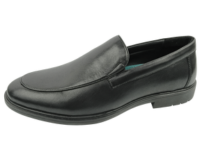 Mocassins en cuir noir pour hommes, à enfiler, pour le bureau et la carrière, avec semelle extérieure en caoutchouc amorti, semelle intermédiaire en EVA, gravés, antidérapants, toutes saisons - Product Image 2