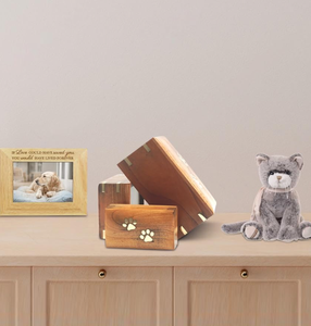 Handmade Wooden Pet Urn Rectangle Paw Print Memorial <b>Box</b> <b>for</b> Cats Durable <b>Ash</b> Holder Home Display - Product Image 1