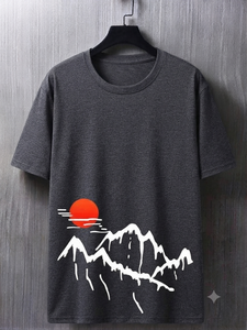 เสื้อยืดคอกว้าง แขนสั้น ผู้ชาย ผ้าฝ้าย 100% ทรงปกติ ระบายอากาศ แห้งเร็ว ไม่หด ลายเรียบ - Product Image 6