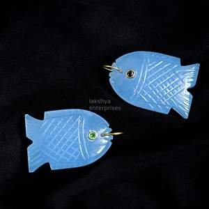 Colgante de pez de calcedonia azul AAA tallado a mano, amuleto de pez de piedra preciosa, plata 925, hecho a mano, cristal curativo, para fabricación de joyas y collares - Product Image 4