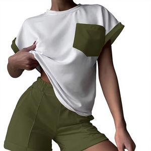 Camiseta de Manga Corta para Mujer, Cuello Redondo, Color Sólido, Verano, MOQ Bajo, Precio Económico, Ecológica, Bangladesh - Product Image 1