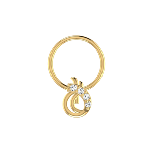 AJRETAIL Piercing de Nariz Étnico con Flor para Mujer, Oro 14K, Diamante Natural de Corte Brillante Redondo de 0.023ct - Product Image 1