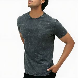 T-shirt délavé et vieilli pour homme, style streetwear, en coton, coupe ample, manches courtes, décontracté, vintage, pour l'été, style urbain - Product Image 5