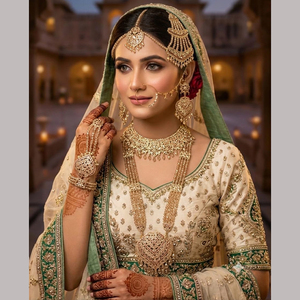 JeweleMarket Women's Gold Plated Crystal Rhinestone Ethnic <b>Bridal</b> <b>Jewelry</b> <b>Set</b> Maharashtra Origin for Wedding Engagement - Product Image 1