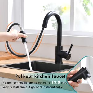 Rubinetto da Cucina Nero con Doccetta Estraibile e Funzione Mini Bar Prep, Doppio Uso per Bagno e Lavello - Product Image 6