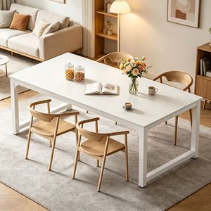 Tavolo da Pranzo in Legno Massello Rettangolare per Interni con Piano in Pietra Sinterizzata e Marmo Assemblato - Product Image 6