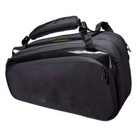 Sac de sport professionnel imperméable en nylon noir 50-70L, triple compartiment, bretelles rembourrées