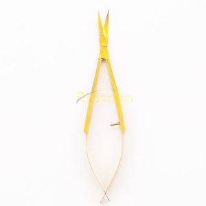 Ciseaux à ressort RMI de haute qualité en acier inoxydable plaqué or, à lame courbée, pour manucure de précision, soin des ongles, cuticules et peaux mortes - Product Image 1