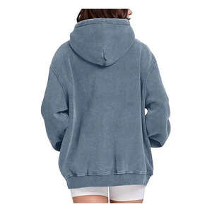 Sudadera con capucha unisex de poliéster y algodón personalizada, lavada al ácido, de felpa francesa, estilo vintage, extragrande, de invierno, de peso pesado, corte holgado, color piedra. - Product Image 5