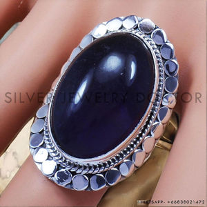 Bague en argent avec améthyste violette naturelle, argent sterling 925, bagues faites à la main, prix de gros, bijoux en argent - Product Image 2