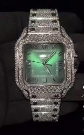 Full Iced Out Moissanite Diamond <b>Watch</b> Dark Green Dial <b>Face</b> Hip Hop Custom Men’s Wristwatch - Product Image 2