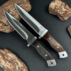 Cuchillo Bowie de Acero de Damasco para Exteriores, Hoja Fija Serrada con Punta Clip, para Caza, Pesca y Camping, Color/Logotipo Personalizable, con Funda de Cuero - Product Image 5