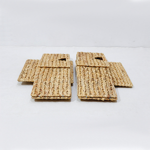 Handwoven Water Hyacinth <b>Square</b> Foldable Eco-Friendly <b>Storage</b> <b>Baskets</b> Classic Style Cutout Handles for Living Room Organization - Product Image 4