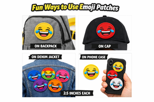 Parches Bordados de Cara Llorona con Lágrimas de Alegría, Insignia Sonriente con Gancho y Bucle, Aplique Termoadhesivo para Chaquetas, Bolsos y Uniformes - Product Image 5