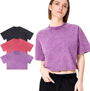 Camiseta Corta de Cuello Redondo para Mujer, Color Sólido, Corte Holgado Informal, 100% Algodón Jersey, Transpirable, Primavera Verano, ODM - Product Image 2