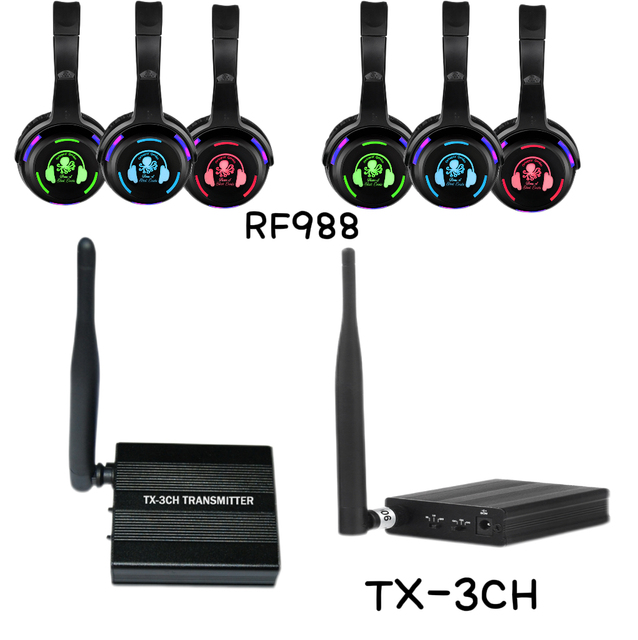 TX-3CH UHF RF Audio Transmitter, Professional 3-Channel Silent System Base for Integration with Existing PA Systems