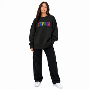 Sweat-shirt polaire surdimensionné personnalisé avec broderie en twill, col rond, pull épais, streetwear, marque privée - Product Image 5