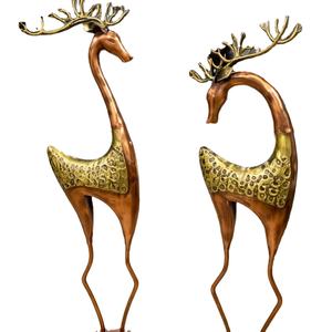 Imperial Deer Couple Metal Vertical Design <b>Art</b> <b>Deco</b> Wedding & Diwali Decor - Product Image 1