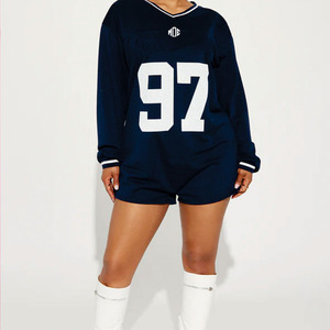 Camiseta de fútbol americano unisex personalizable, estilo hip hop, malla deportiva, 100% poliéster, corte holgado, hombros caídos, ropa deportiva. - Product Image 5