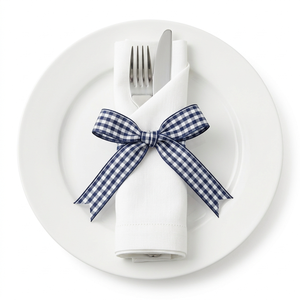 Ruban gros-grain à carreaux bleu marine et blanc de 15 mm de Neelkamal Industries, vente en gros pour la décoration de table, l'emballage de cadeaux et les nœuds - Product Image 4