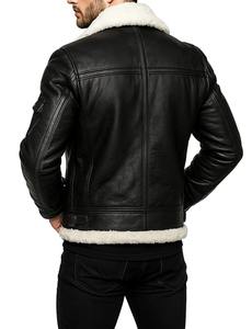 Veste en cuir de mouton de qualité supérieure pour homme, manteau d'hiver chaud noir, col mandarin, fermeture éclair, écologique, respirant - Product Image 4