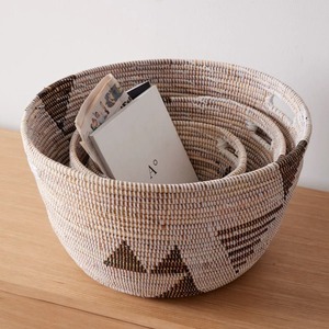 Set of 3 seagrass <b>baskets</b> with triangular patterns Handmade <b>Storage</b> <b>Basket</b> Wholesale eco-friendly Made in Vietnam - Product Image 4