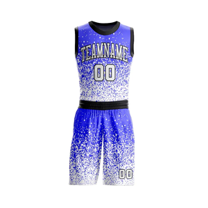 Ensemble de maillots de basket-ball sublimés personnalisés, nom de l'équipe, numéro, tissu respirant, vêtements de sport unisexes pour adultes, design bleu et blanc - Product Image 2