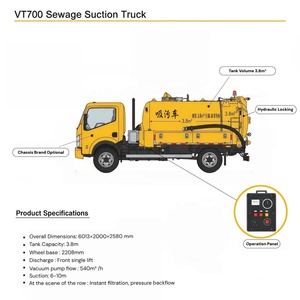 Camion d'aspiration des fosses septiques XiangLong 4500L 4x2 Yuchai 118HP, véhicule d'évacuation des eaux usées municipales, vente directe d'usine - Product Image 2