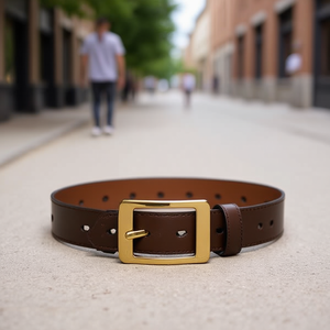 Cintura Nk con fibbia grande in PU, larghezza 3 cm, lunghezza 110 cm, cintura alla moda per donna e uomo - Product Image 2