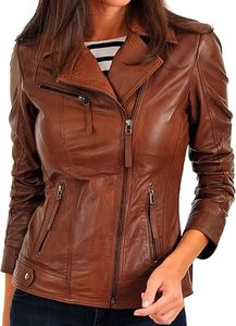 Veste en cuir pour femmes, veste bomber, veste de motard, veste en cuir d'agneau véritable pour femmes - Product Image 2