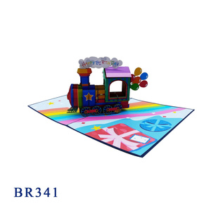 Tarjeta de Felicitación Pop-Up de Tren de Cumpleaños al Mejor Precio, Tarjeta de Felicitación de Cumpleaños, Artesanía de Papel Moderna Hecha a Mano, Tendencia Actual - Product Image 3