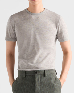 Camiseta de Algodón Gris para Hombre, Corte Regular, Cuello Redondo, Manga Corta, Color Sólido, Tejido Liso - Product Image 3