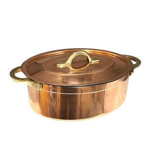 Olla de Cocina Tradicional de Cobre Puro con Tapa, Cacerola de Cobre Hecha a Mano con Asas de Latón para Cocinar y Servir - Product Image 1