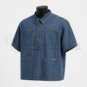 Camisa de Trabajo para Hombre al por Mayor, Camisa Casual de Mezclilla con Múltiples Bolsillos, 100% Algodón Orgánico, Proveedor Ecológico - Product Image 3