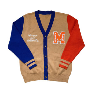 Cardigan en tricot 100 % coton anti-plis personnalisé, boutonné, haute qualité, pour l'automne-hiver, 12GG 300g, collection HBCU College - Product Image 2