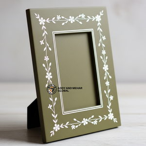 Cadre photo en os incrusté, fait main, de luxe, pour décoration de table, cadre en bois décoratif, incrustation traditionnelle indienne - Product Image 1