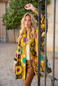 Indian Suzani Floral Pattern <b>Kantha</b> Japanese Kimono House Coat Dressing Gown Winter Kimono <b>Jacket</b> Reversible Thermal 100% Women - Product Image 2